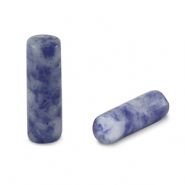 Perline in pietra naturale Sodalite e Microclino tubo blu-bianco