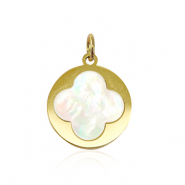 Ciondoli in acciaio inossidabile conchiglia quadrifoglio oro-bianco (colore naturale)