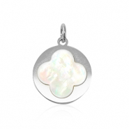 Ciondoli in acciaio inossidabile conchiglia quadrifoglio argento-bianco (colore naturale)