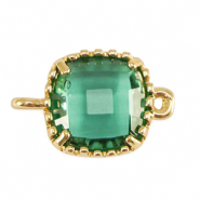 Distanziatori di vetro Crystal Glass quadrato verde smeraldo-oro