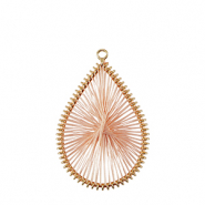 Pendente all'uncinetto con coda di topo goccia oro-rosa