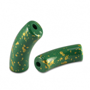 Perline in acrilico tubo lucida verde scuro-oro