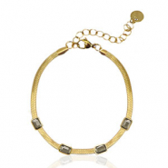 Bracciali in acciaio inossidabile catena serpente cristallo oro-nero