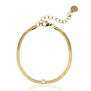 Bracciali in acciaio inossidabile catena serpente cristallo oro-cristallo