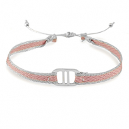 Braccialetti alla moda Nastra con distanziatore acciaio inossidabile rosa chairo-argento