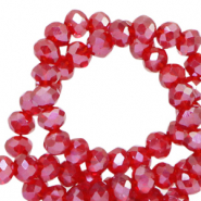 Perline sfaccettate 4x3mm rondella torta all'uvetta rossa-effeto perlato