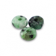 Perline di pietra naturale Serpentino a rondella 4mm verde trifoglio