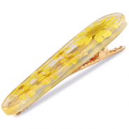 Accessori fermaglio a scatto con fiori secchi giallo-oro