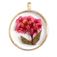 Ciondoli con fiore secchi oro-rosa verde