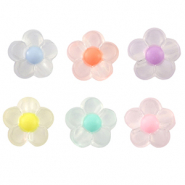 Perline in acrilico fiore multicolore pastello-trasparente