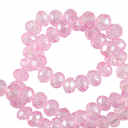 Perline sfaccettate 4x3mm rondella rosa azalea