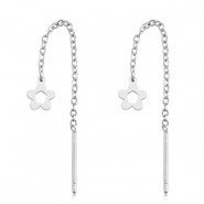 Orecchini in acciaio inossidabile fiori argento