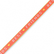 Nastro con testo "best friends" rosso corallo-verde lime