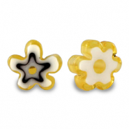 Perline Millefiori fiore giallo ocra