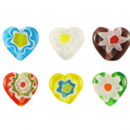 Perline Millefiori cuore fiore multicolore
