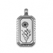Ciondoli di metallo DQ fiore argento antico (privo di nichel)