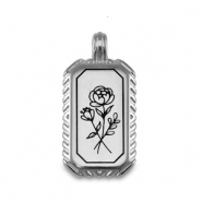 Ciondoli di metallo DQ fiore argento antico (privo di nichel)