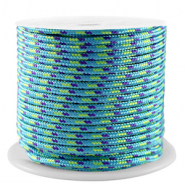 Cordoncino tubolare intrecciato 2mm blu-viola-giallo