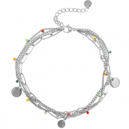 Cavigliere in acciaio inossidabile monete argento-multicolore