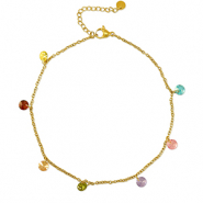 Cavigliere in acciaio inossidabile pietra oro-multicolore