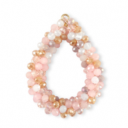 Ciondoli sfaccettati goccia multicolore beige-rosa