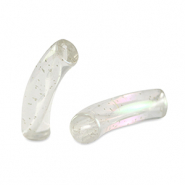 Perline in acrilico tubo trasparente glitterato-rivestimento AB