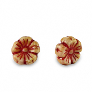 Perline Rep. Ceca fiore 7mm rosso-marrone mandorla