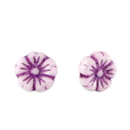 Perline Rep. Ceca fiore 7mm viola imperiale-bianco