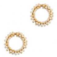 Ciondoli in acciaio inossidabile perline beige-oro