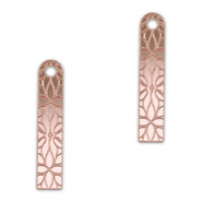 Ciondoli accattivanti barra fiore rosa chiaro metallico