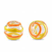 Perline di vetro dipinte a mano 14mm trasparente-giallo arancio