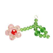 Ciondoli sfaccettati fiore oro-rosa rosso