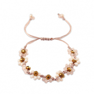 Bracciali con perline sfaccettate fiore rosa multicolore-marrone topazio