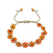 Cavigliere con perline sfaccettate fiore arancio multicolore-marrone topazio