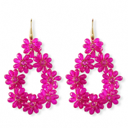 Orecchini sfaccettati goccia oro-rosa neon