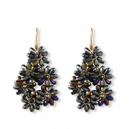 Orecchini sfaccettati goccia oro-blu notte