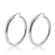 Orecchini in acciaio inossidabil a cerchio 50mm argento