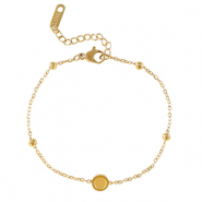 Bracciale Pietra di Nascita con castone in acciaio inossidabile per SS16 fondo piatto oro