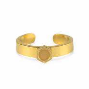 Anello Pietra di Nascita con castone in acciaio inossidabile per SS16 fondo piatto oro