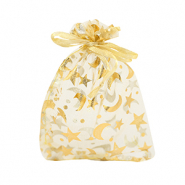 Sacchetti in organza 9x12cm luna e stella giallo oro-oro