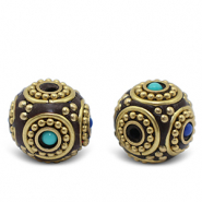 Perline in stile boh&eacute;mien turchese-blu reale scuro oro antico