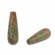 Perline in pietra naturale Unakite goccia rosa-verde
