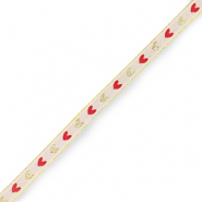 Nastro con testo cuori rosa pallido-oro rosso