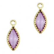 Pendenti di vetro Crystal Glass ovale viola-oro
