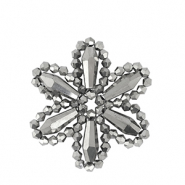 Ciondoli sfaccettati fiore antracite metallico