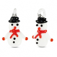 Pendenti di vetro pupazzo di neve bianco-rosso-nero