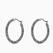 Orecchini in acciaio inossidabil a cerchio zircone argento