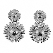 Orecchini in acciaio inossidabile fiore argento