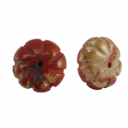 Perline in pietra naturale Diaspro fiore rosso-marrone
