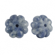 Perline in pietra naturale  Sodalite e Microclino fiore blu-bianco